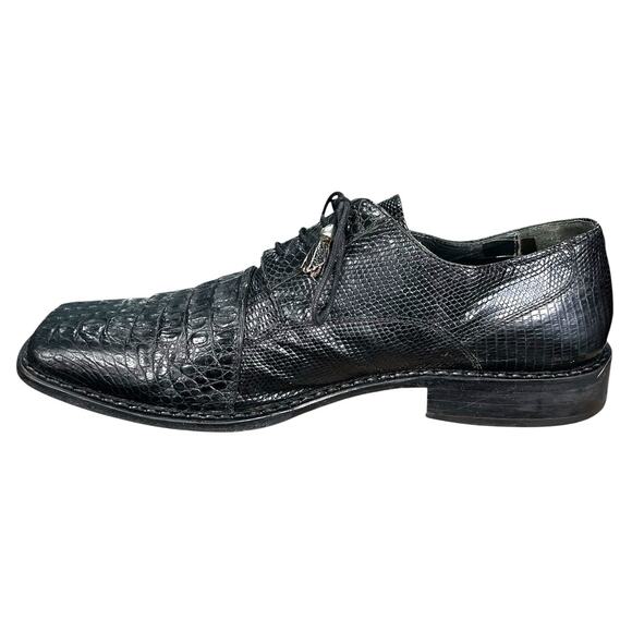 Vintage Slick Exotica Men’s Black Crocodile Leather Lace Up Oxford Size US 10 main image 6